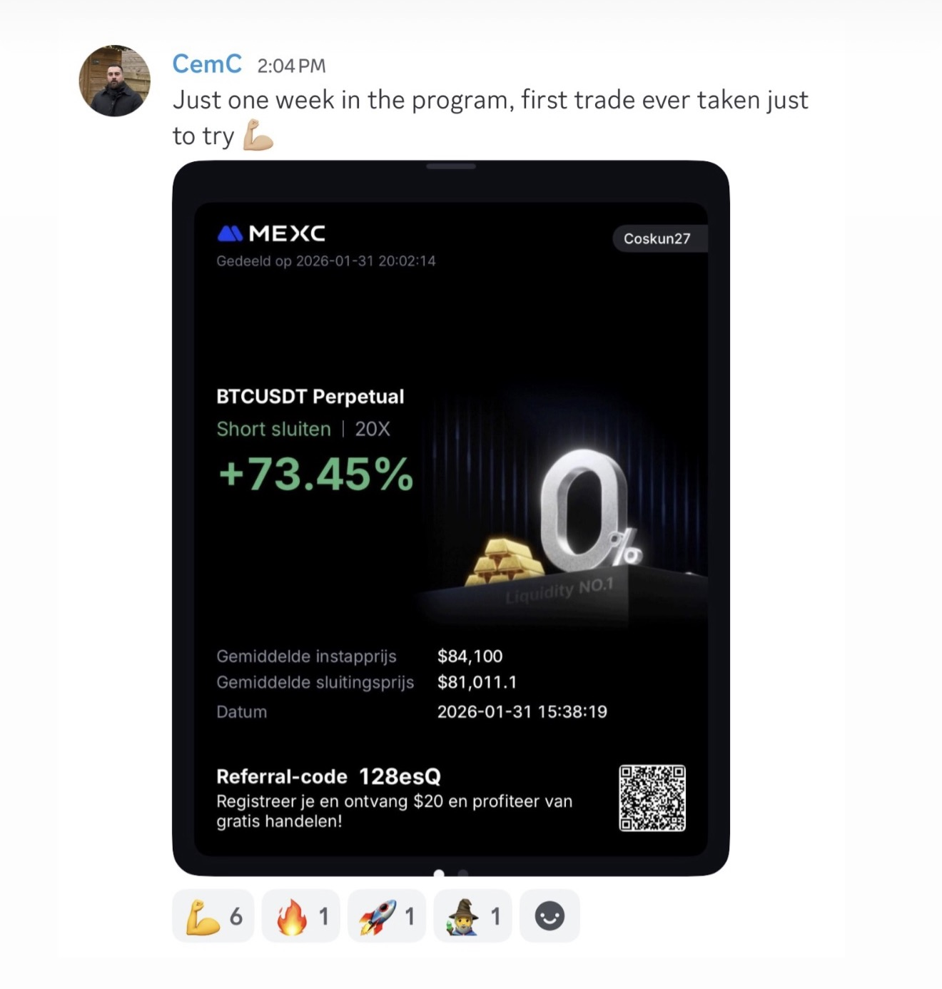Student result shared with The Market Wizards